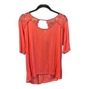 Lane Bryant Coral Lace Detail Blouse